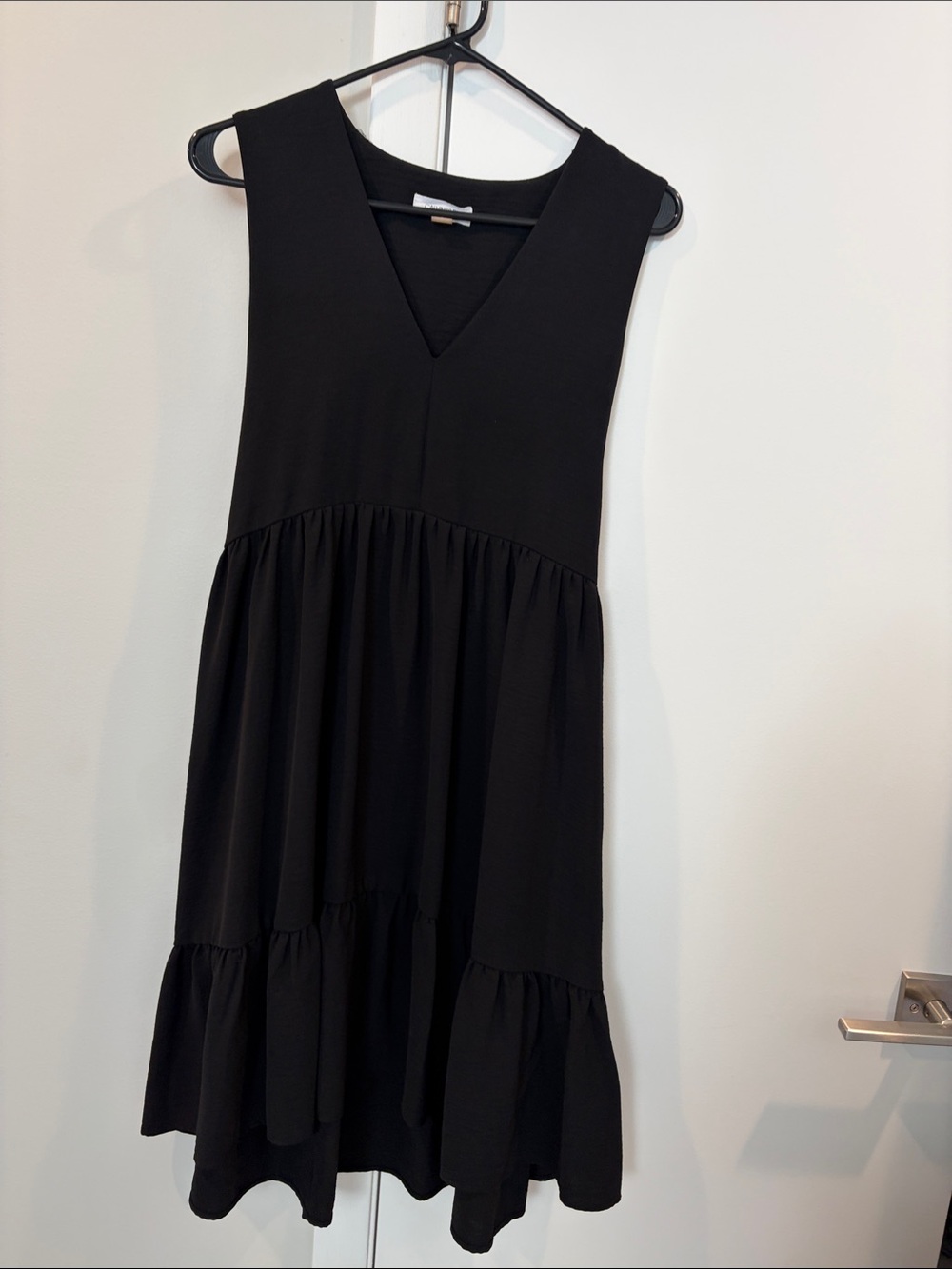Calvin Klein Black V-Neck Tiered Mini Dress